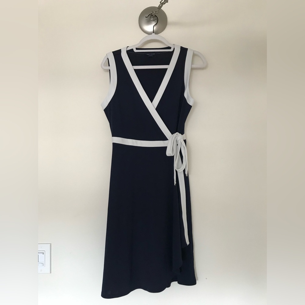 Tommy Hilfiger Navy and White Wrap Dress, Size 8